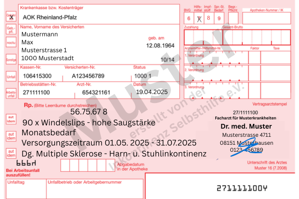 Muster eines Rezept fie Verordnung von Inkontinenzhilfsmittel Muster eines Rezept fie Verordnung von Inkontinenzhilfsmittel